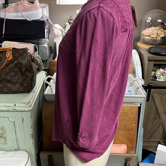 Lucky Brand Purple Embroidered Bib Tee - Picture 5 of 10